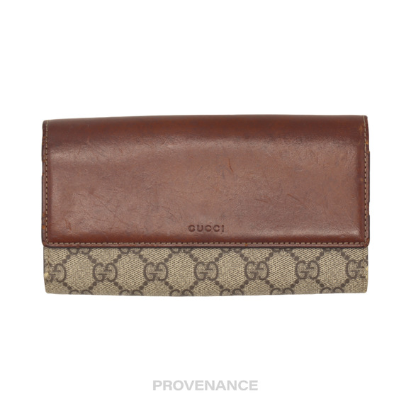 🔴 Gucci Snap Long Wallet - GG Supreme Brown